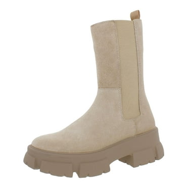 Womens Faux Suede Mid-calf Stacked Wood Heel Boots - Walmart.com