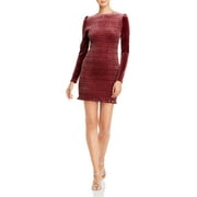Aqua Womens Velvet Smocked Cocktail Dress