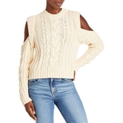 Aqua Womens Wool Cut Out Crewneck Sweater