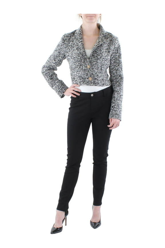 Womens Wool Tweed Two-Button Blazer