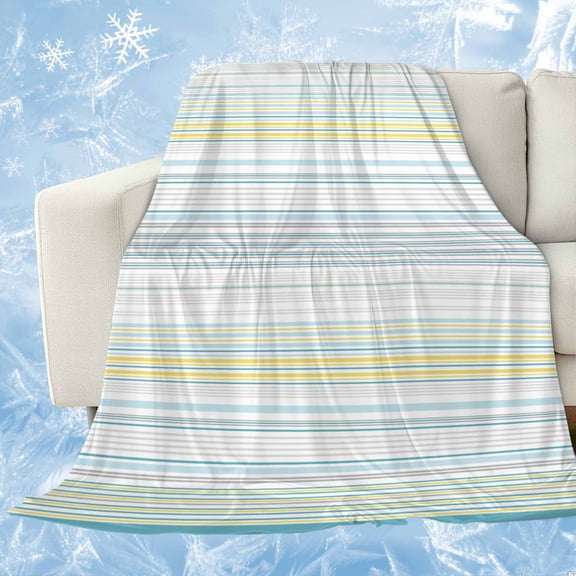 Aqua Yellow Stripe Cooling Blanket,Lightweight Breathable Summer Throw Blanket with Double Sided Cold Effect,Abstract Art Modern Vertical Striped Picnic Blankets Bed Sheet for Hot Sleepers 60"x80"