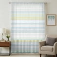 thumbnail image 1 of Aqua Yellow Stripe Sheer Curtains 63 Inches Long, Abstract Art Modern Vertical Striped Light Filering Curtains, Breathable Simi Curtain Privacy Drapes for Living Room Bedroom Window Treatment, 1 of 9