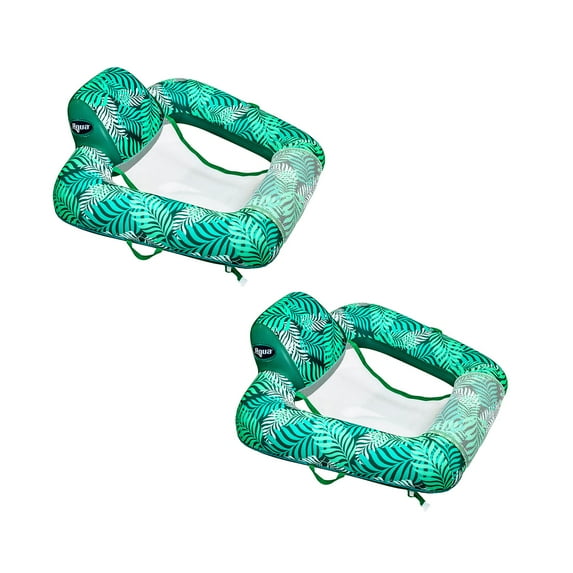 Aqua Zero Gravity Inflatable Pool Chair Lounge Float, Teal Green (2 Pack)
