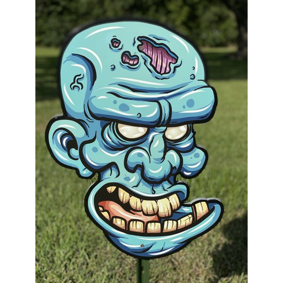 Aqua Zombie Face Halloween Yard Decor