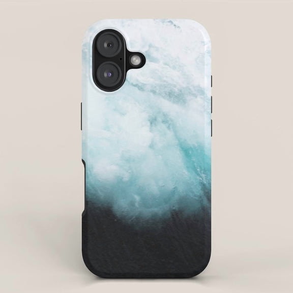Aqua and Charcoal Cloud Swirl Tough Case for Apple iPhone Series, Polycarbonate Shell with TPU Liner