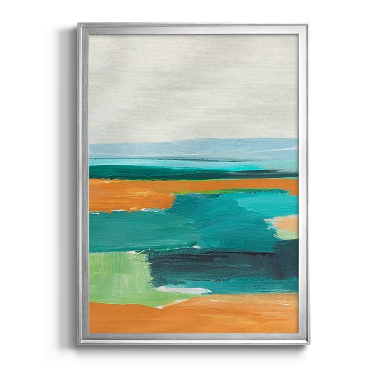 Aqua and Orange I Premium Framed Print, in Gold, Black, or Silver - Ready to Hang