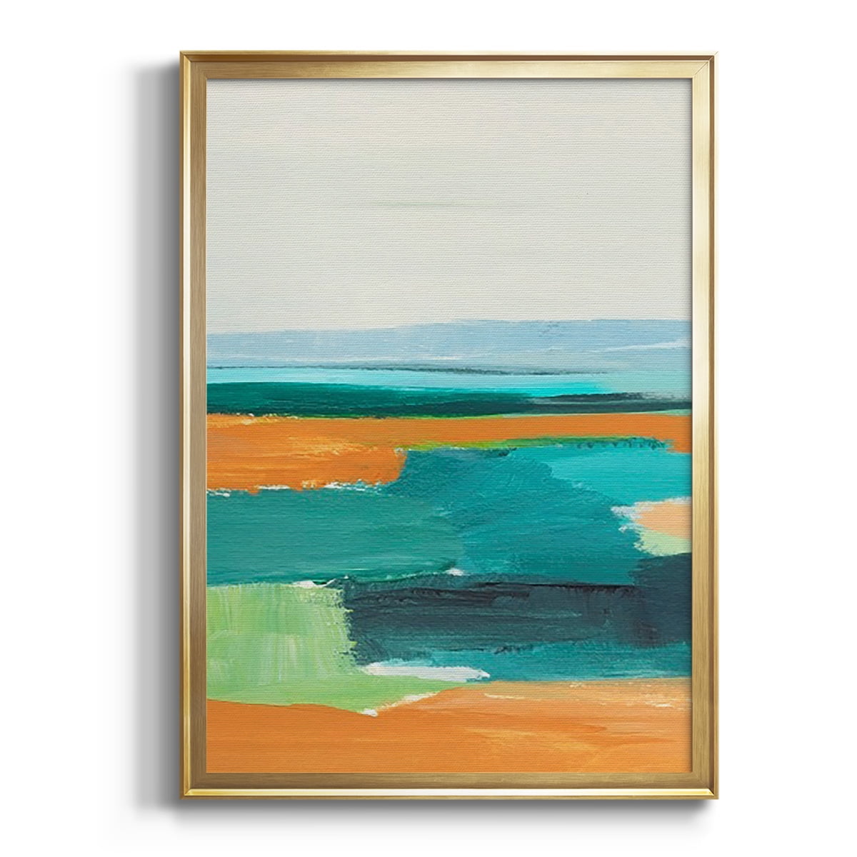 Aqua and Orange I Premium Framed Print, in Gold, Black, or Silver - Ready to Hang