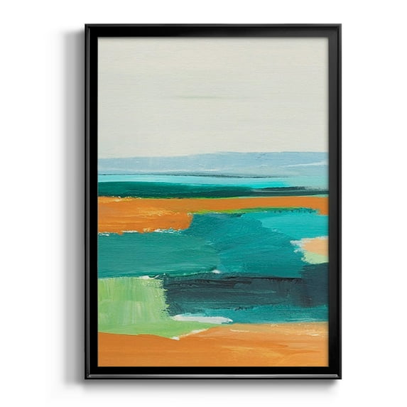 Aqua and Orange I Premium Framed Print, in Gold, Black, or Silver - Ready to Hang
