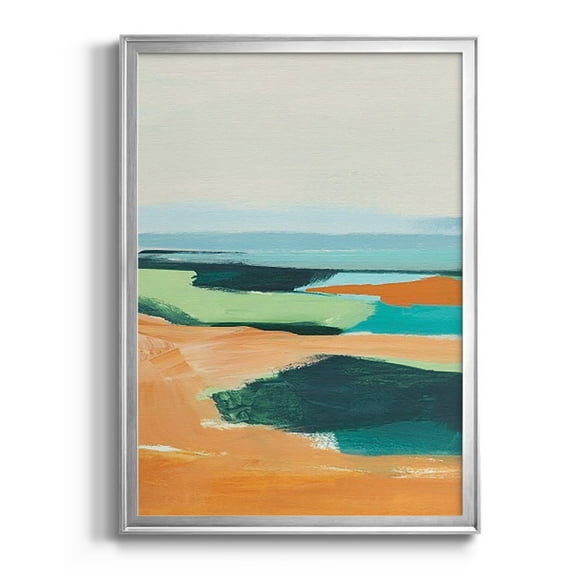 Aqua and Orange II Premium Framed Print, in Gold, Black, or Silver - Ready to Hang