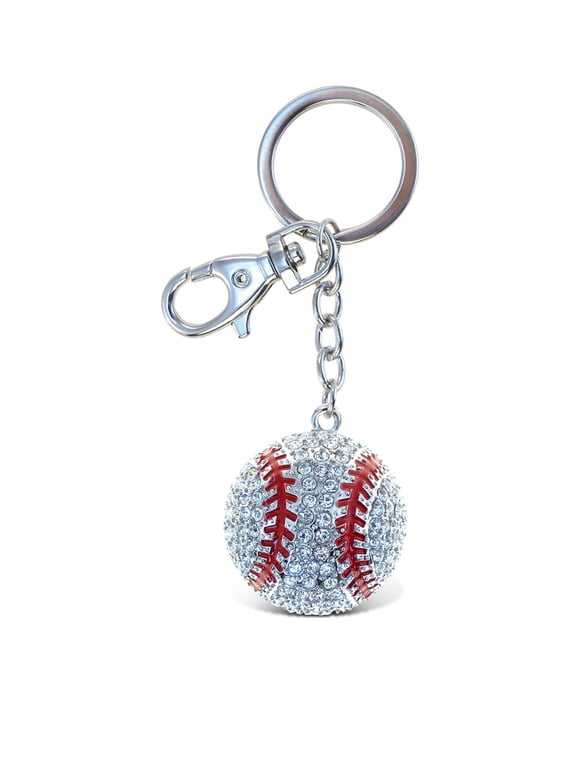 Baseball Keychain - Sparkling 3D Baseball Crystal Rhinestone Keychain, Baseball Charm Keychain Bling Accessories for Women, Men, Sports-Themed Baseball Keychain Gift for Boys and Girls