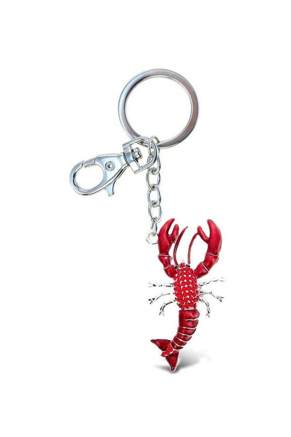 Lobster Keychain - Silver 3D Sparkling Charm Rhinestones Fashionable Stylish Metal Alloy Durable Key Ring Bling Crystal Jewelry Accessory With Clasp For Key chain, Bag, Purse, Backpack, Handbag