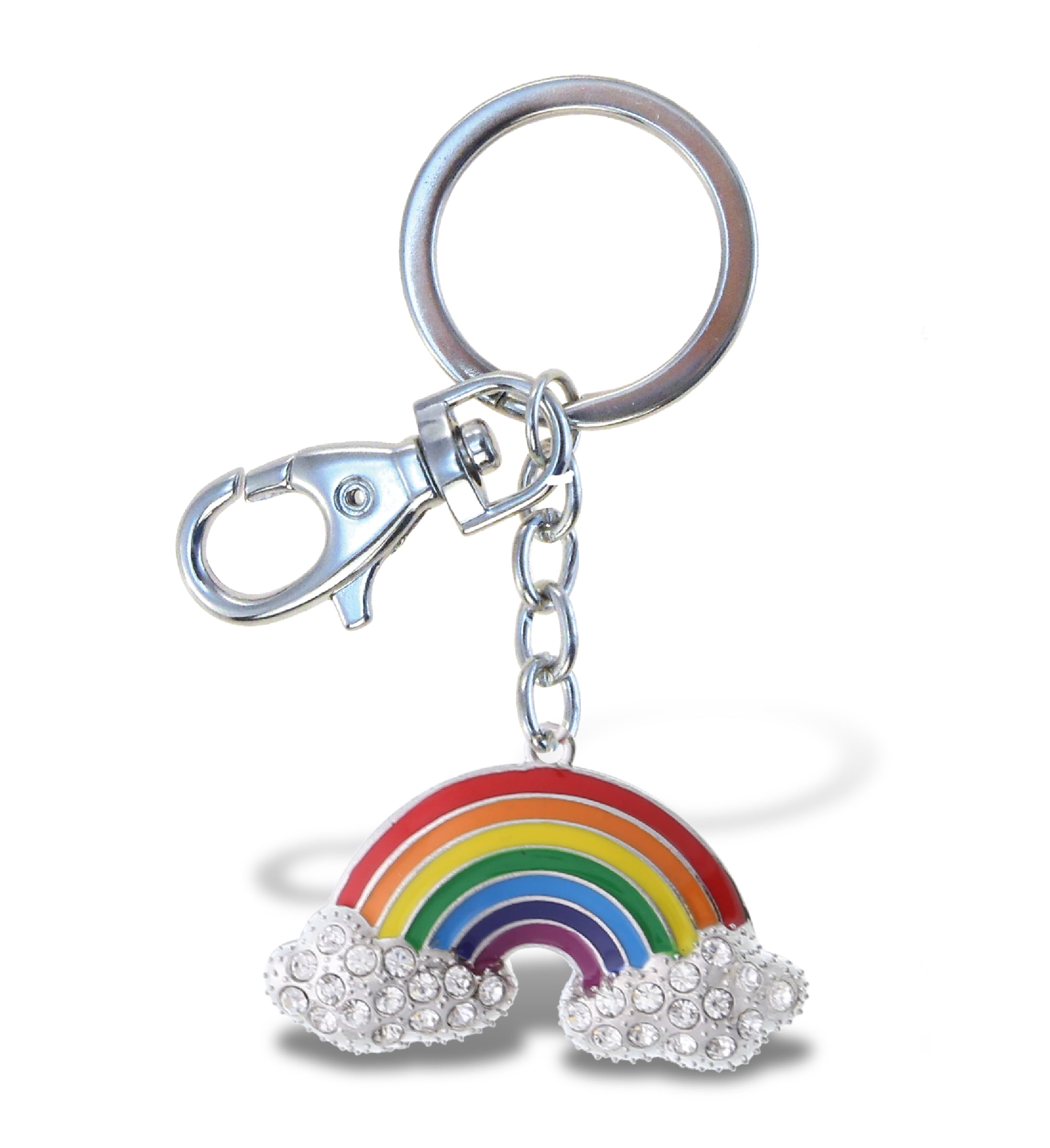 Chrome Plated Letter N Keychain Ring With Swarovski Crystals