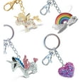 thumbnail image 1 of Aqua79 Sparkling Keychain Set of 4 – Rainbow Clouds, Pink Heart, Gold Unicorn, Silver Unicorn 3D Charm Rhinestones, Metal Alloy Key Ring - Accessory with Clasp for Key Chain, Bag, Handbag, Backpack, 1 of 9