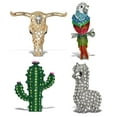 thumbnail image 1 of Aqua79 Sparkling Refrigerator Magnet Set Mix – Gold Longhorn, Silver Parrot, Green Cactus, Silver Llama Magnets, Sparkly Rhinestone Magnets for Door Fridge, Home Office Novelty Decor - Set of 4, 1 of 7