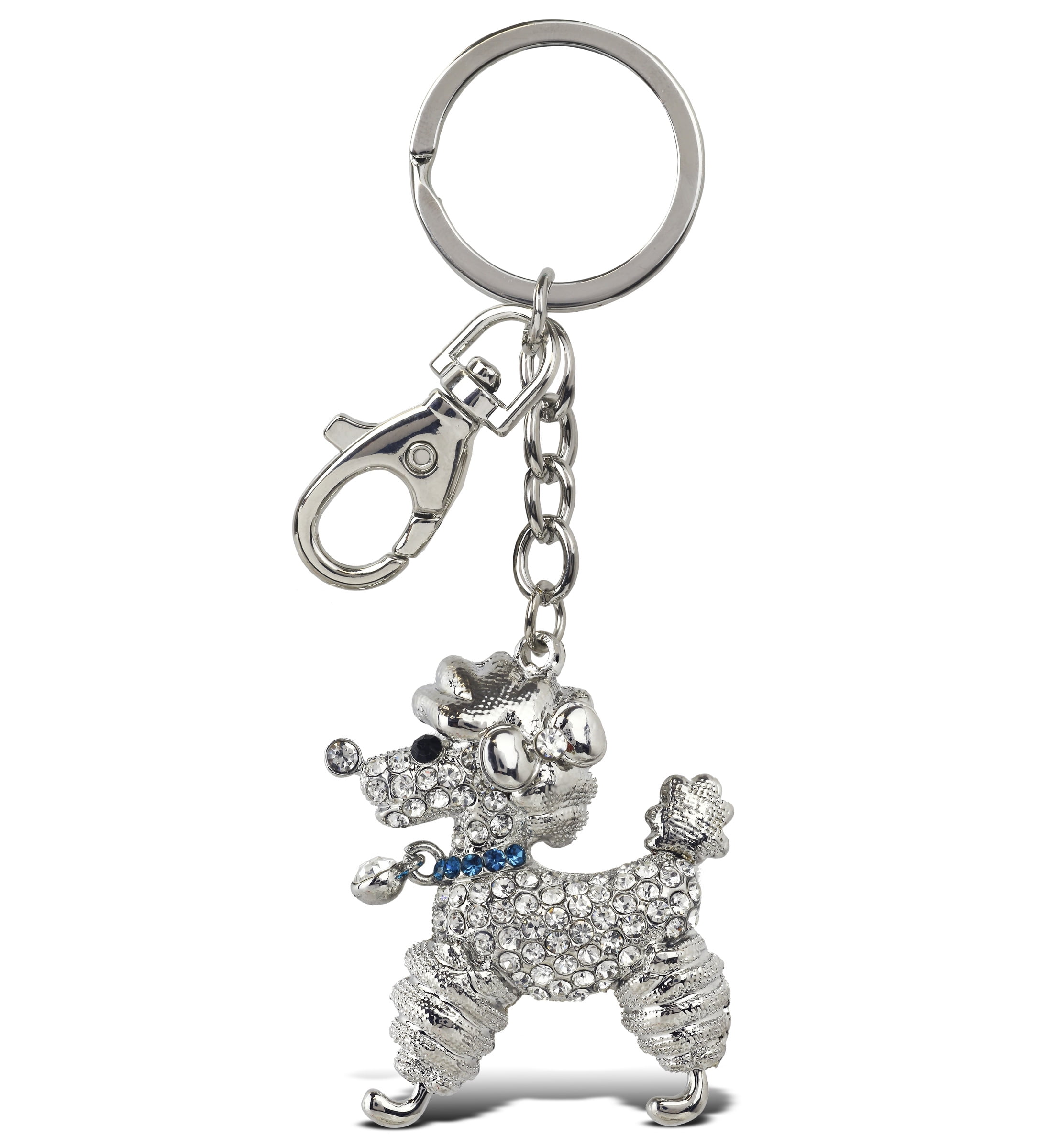Silver Matte Square with Crystal Keychain - Stephanie Imports