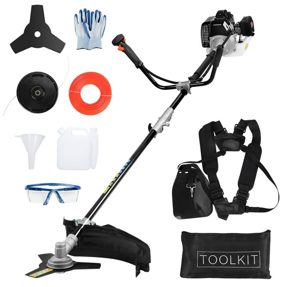 AquaAurix 2-Cycle 52CC Powerful Gas String Trimmer Weed Wacker and Brush Cutter for Lawns and Grass, Mix Ratio 30:1,Lightweight