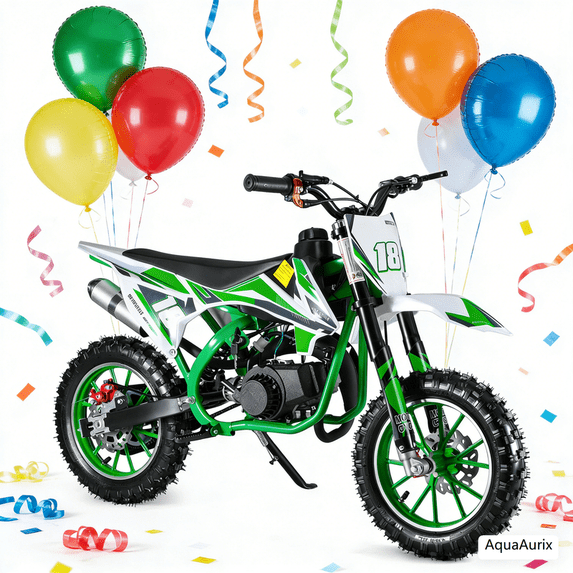 AquaAurix 49cc Dirt Bike for Adults & Kids-Kids Dirt Bike 2-Stroke Gas Powered Off Road Motorcycle Mini Bikes for Uphill and Off-Road Conditions(Green)