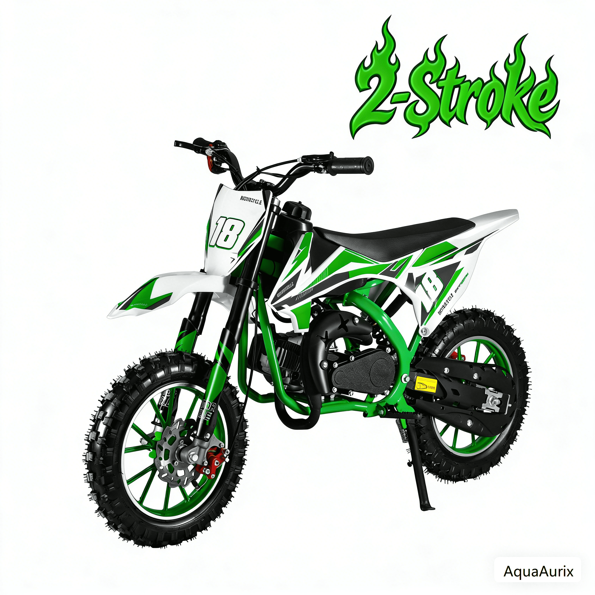 AquaAurix 49cc Dirt Bike for Kids-Kids Dirt Bike 2-Stroke Gas Powered Off Road Motorcycle Mini Bikes with Front and Rear Disc Brakes(Green)