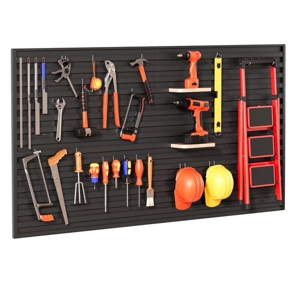 AquaAurix Slat Wall Paneling, 4'x8', PVC Garage Slatwall with Accessories, High Load Capacity, Fits for Storage & Display