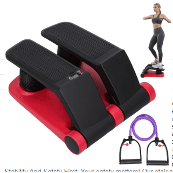 AquaAurix Stepper Climber Fitness Machine, Air Stair Climber Stepper Machine, Cardio Training Step Climber Machine Adjustable Fitness Exercise Machine Resistance Bands, Comfortable Foot Pedals