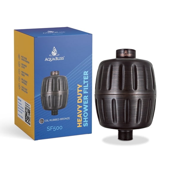Aquabliss Daily Essential+ SF500 Heavy Duty Shower Filter – 44% More Filter Media, Reduces Chlorine & Sediment – Well Water Compatible - Oil Rubbed Bronze