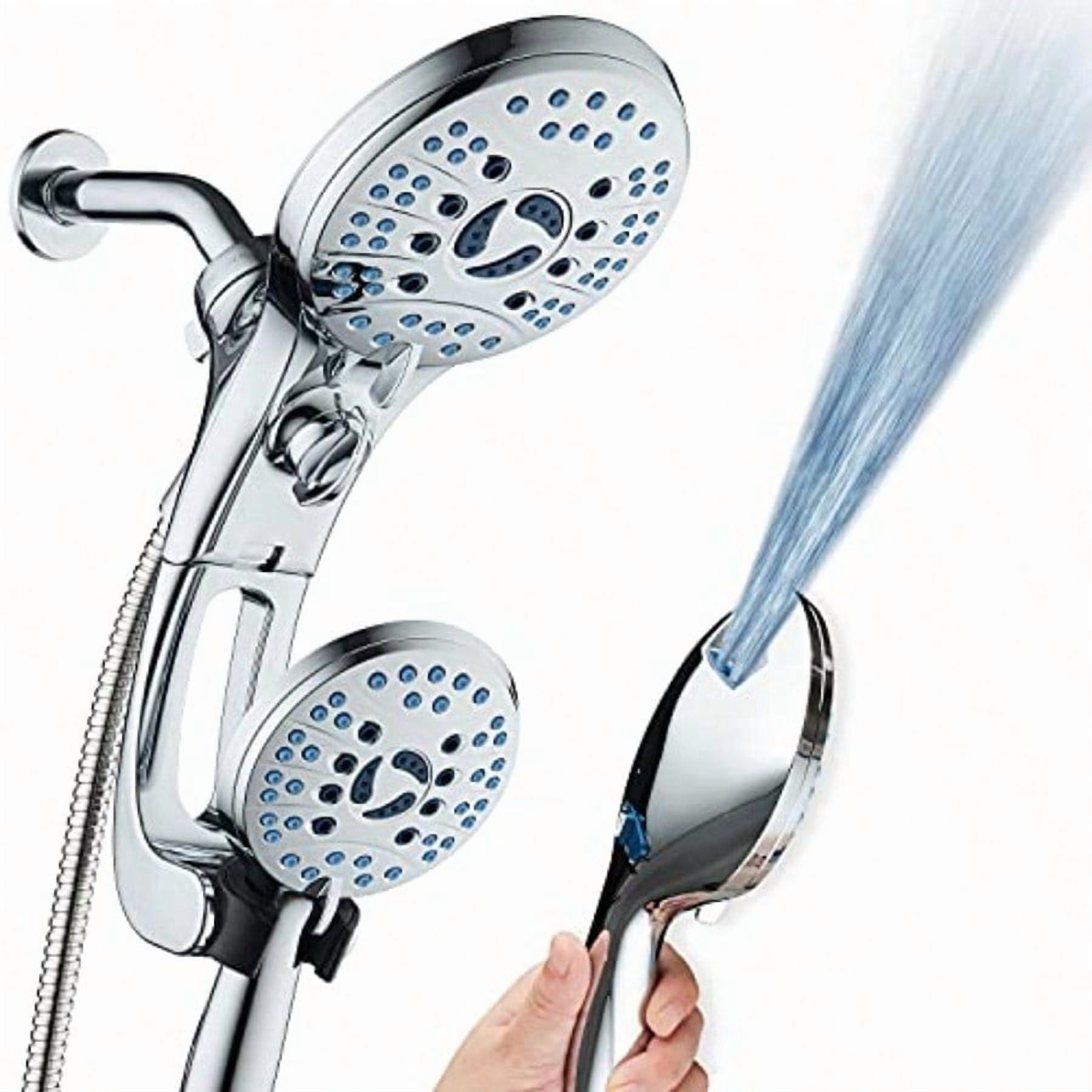 AquaCare As-Seen-On-TV High Prure Handheld/Rain 50-mode 3-way Shower Head Combo with Adjustable Arm - Anti-clog Nozzles Tub Pet Power Wash 6 ft. Hose All Finish