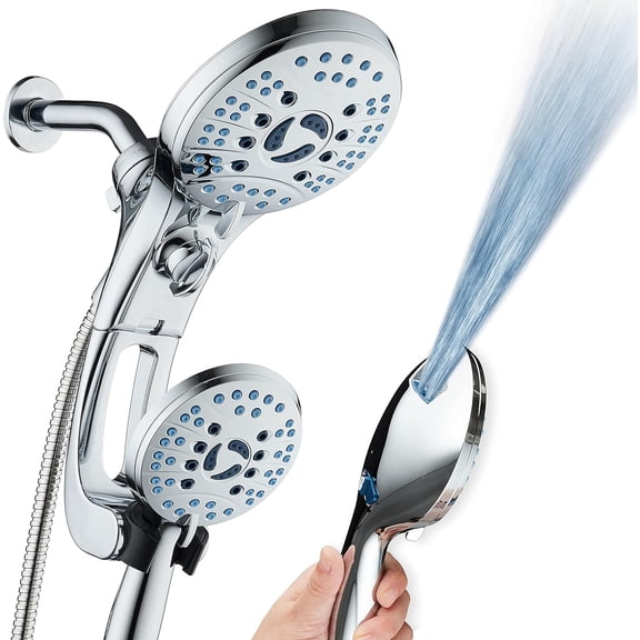 AquaCare for California As-Seen--TV High Handheld Rain 50-mode 3-way Shower Combo with Adjustable Arm, Anti-clog Jets, Tub & Pet Power Wash, 6 ft. Stainless Steel Hose