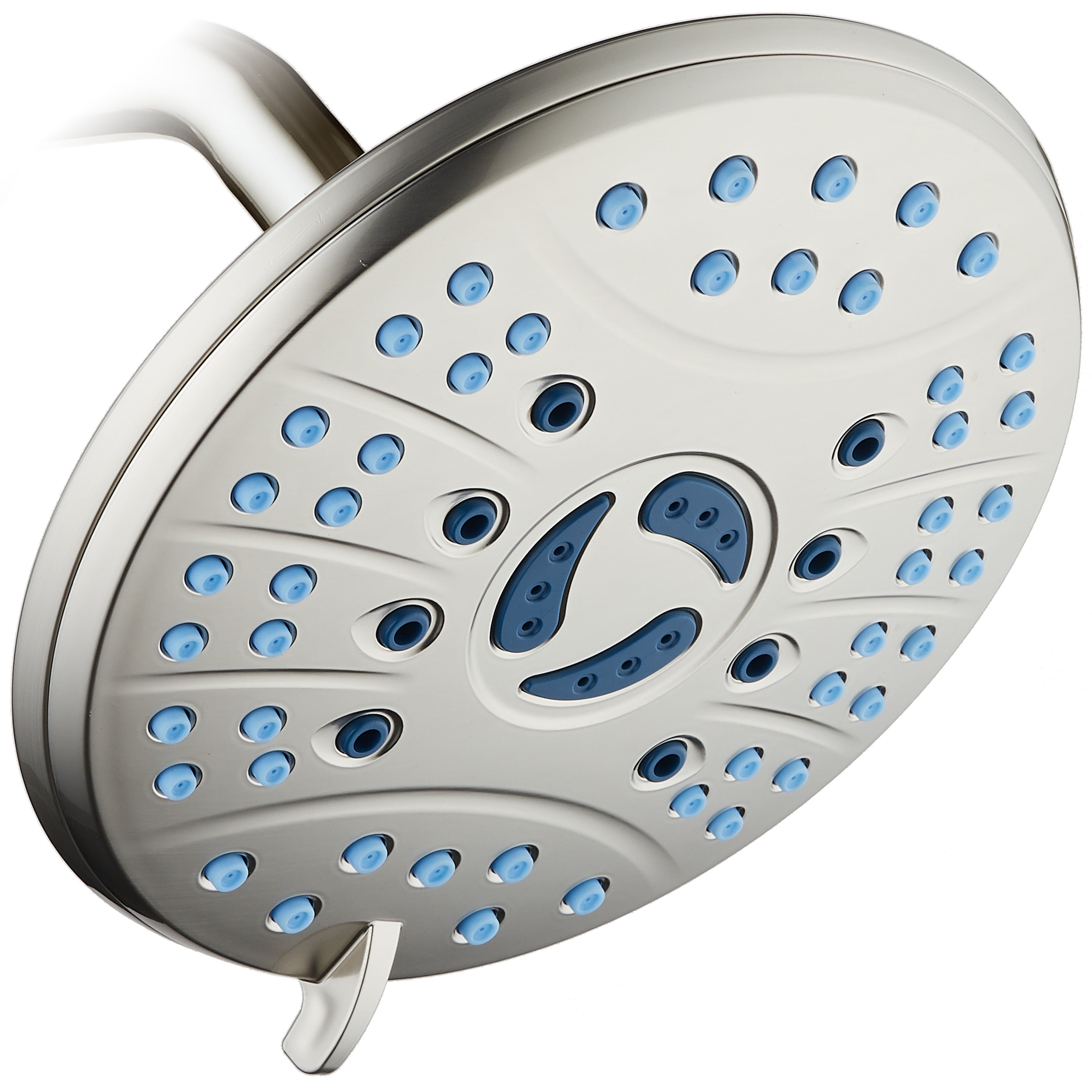 Brushed Nickel 7-Inch Round Rainfall Shower Head with 6 Settings