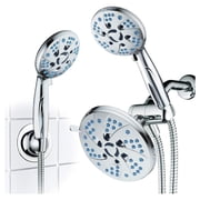 AquaCare Spa Station High Pressure 48-mode 3-way Rainfall & Handheld Shower Head Combo - Anti-Clog Nozzles, Extra-Long 6 ft Stainless Steel Hose, 2nd Wall Bracket/All Chrome Finish