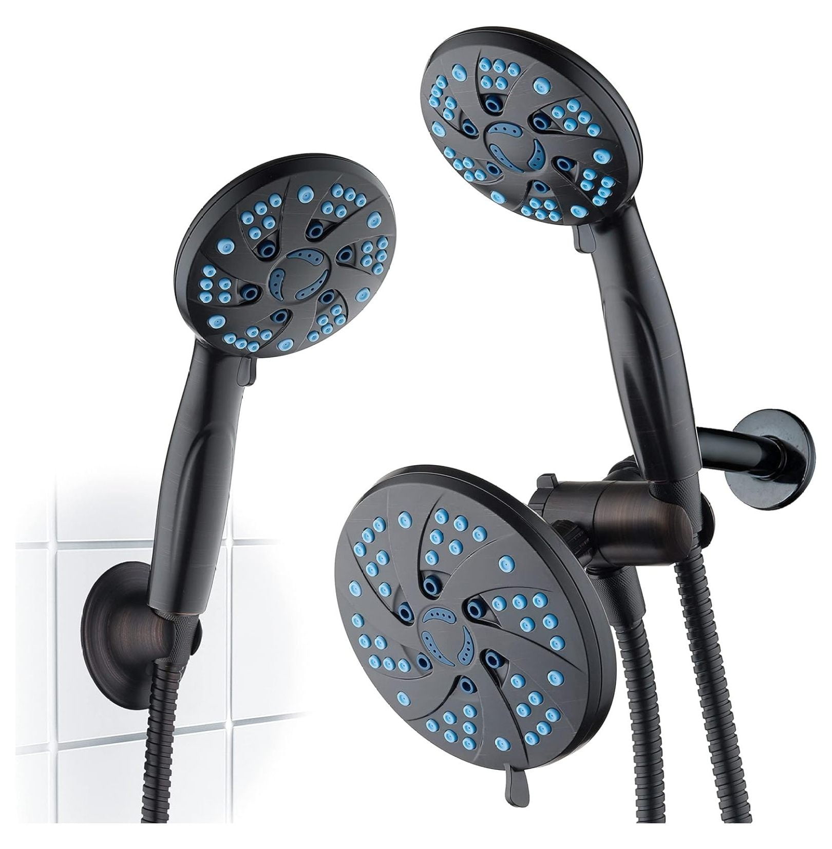 Oil Rubbed Bronze Dual Head Handheld Shower System with 6 ft Hose