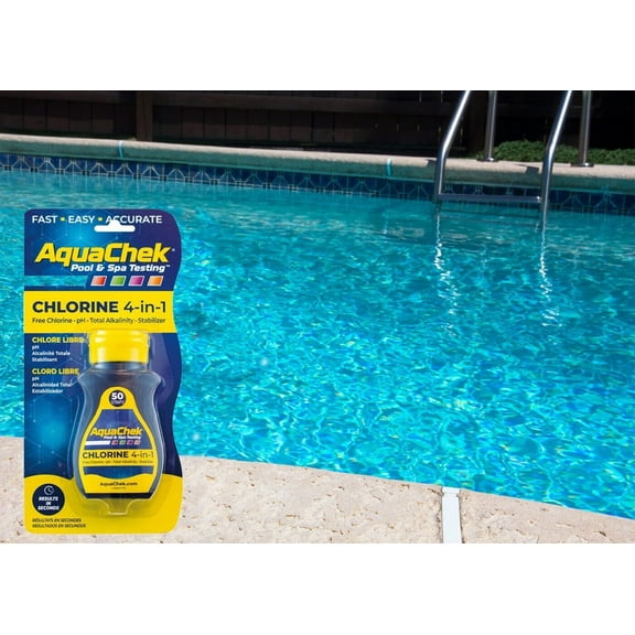 AquaChek 511242 Chlorine 4-IN-1 Swimming Pool and Spa Test Strips - 50 Pack