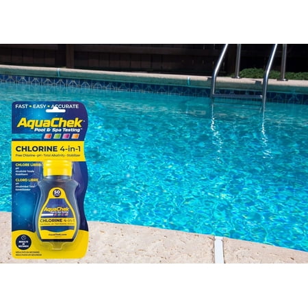 AquaChek® 511242 Chlorine 4-IN-1 Swimming Pool and Spa Test Strips - 50 Pack