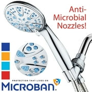 AquaDance Antimicrobial, Anti-Clog High-Pressure 6-Setting 4 Handheld Hand Shower Head with Microban Nozzle Protection from Growth of Mold, Mildew & Bacteria and 5 Hose - Wave Blue