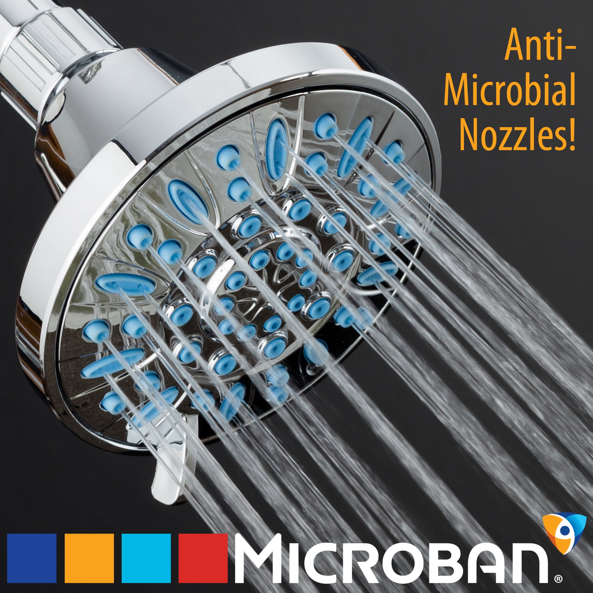 Chrome 4-Inch 6-Setting Wall Mounted Shower Head