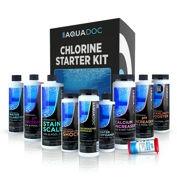 AquaDoc Hot Tub Chemicals Starter Kit with Chlorine & pH Control for Spa and Inflatable Hot Tubs