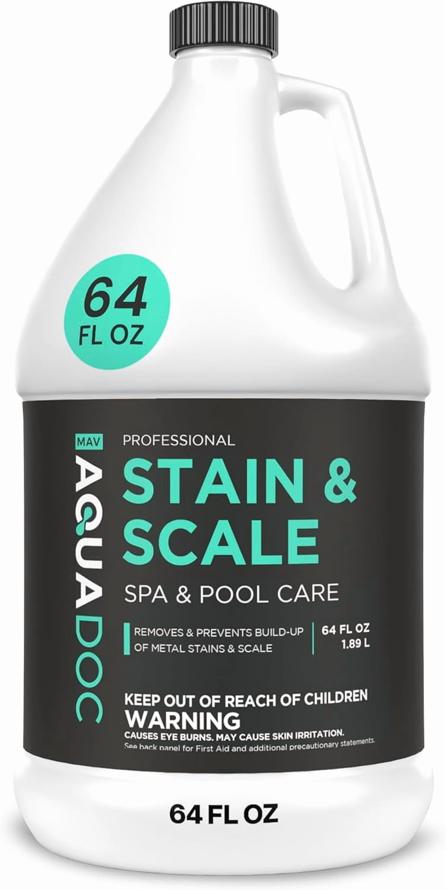 AquaDoc Pool & Spa Stain and Scale Control for Hot Tubs - 64oz - Pool Stain Remover that Helps Prevent & Remove Calcium, Iron, Copper & Rust Buildup - Made in USA