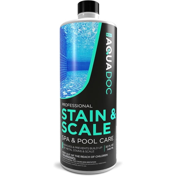 AquaDoc Spa Stain and Scale Control for Hot Tubs - 32oz Tub Descaler That Helps Prevent & Remove Metal Stains Made in USA