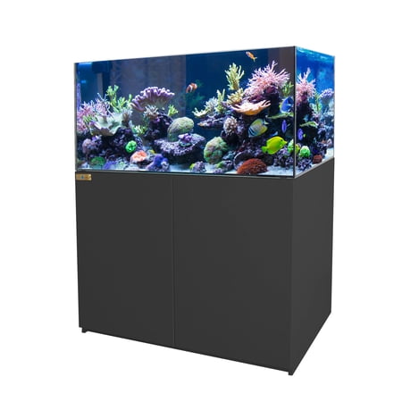 AquaDream 130 Gallon All-In-One Coral Reef Aquarium Tank with Ultra Clear Glass and Built in Sump All Black
