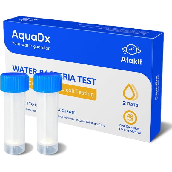 AquaDx 2 Pcs Water Bacteria Test Kit Total Coliform and E.coli Testing for Home Drinking Pool Pond Ground Well Quality Easy to Use