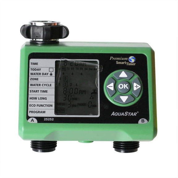AquaGen 8430456 25252 2-Zone Programmable Electronic Water Timer