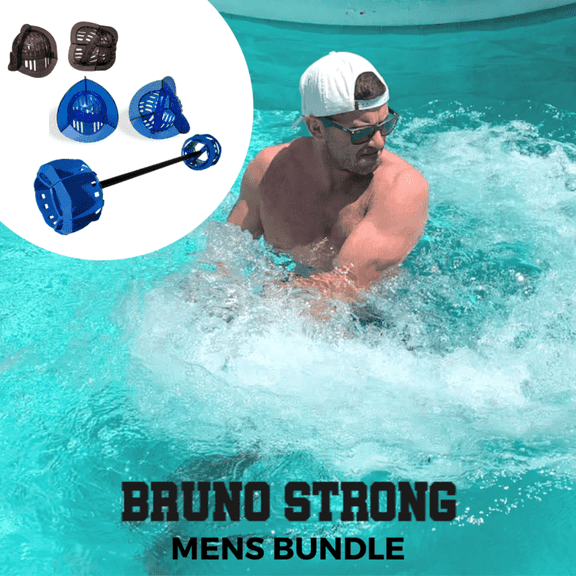 AquaLogix Men's Aquatic Exercise Equipment Bundle | Aquatic Barbell & Dumbbell Set | Water Resistance | Ben Bruno Training Guide