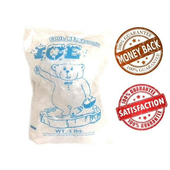 AquaNation - 3lbs BPA Free FDA Food Grade Safe Plastic Ice Bags (Pack of 100) Puncture Proof 9 x 15.5 inch (1.25 mil) with Twist Ties