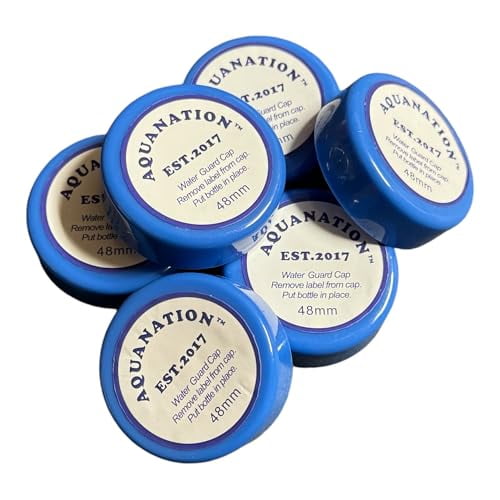 AquaNation 48mm Screw-on Anti-Splash Caps: Safe Guard for Water Bottle Dispenser Cooler - BPA Free Leak-Free & Secure Fit (6 Pack)