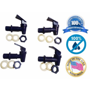 BPA Free Water Dispenser Faucet - Replacement Spigot For Water Coolers & Jugs (2 Pack, Black)