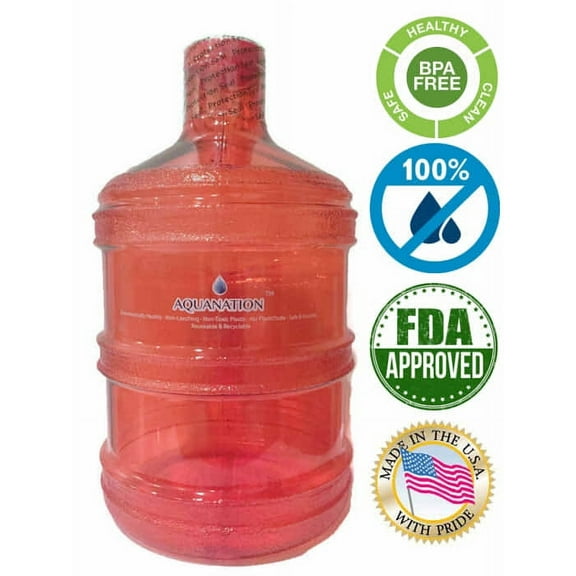 AquaNation BPA Free Reusable FDA Grade 1 Gallon 128oz Leak-Proof Hydration Plastic Drinking Water Jug Big Mouth Bottle Container with Handle Canteen for Gym Outdoor Hiking Camping & Travel (Red)
