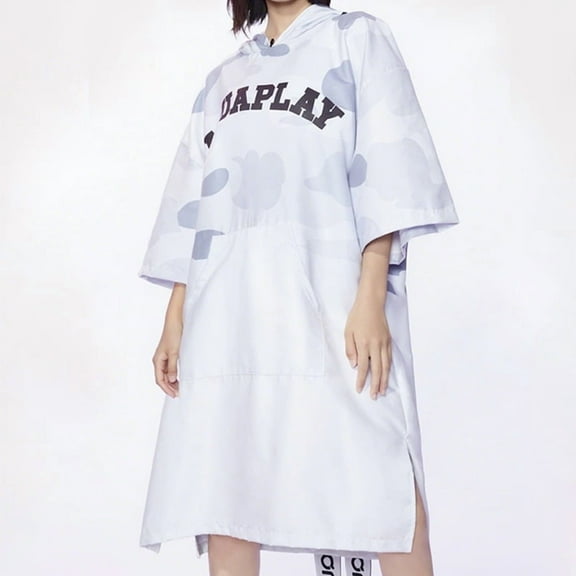 AquaPlay Beach Poncho Quick Drying Surf Poncho Beach Blanket Swim Towel Hoodie Wetsuit White Shark Poncho Cloak Swimming Surfing