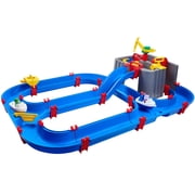 AquaPlay Harbor Waterway Playset - 3 Toy Boats & 2 Animal Figures, Interactive Slide Canal System, Pump-Sluices-Crane, Outdoor Activity, Kids 3+