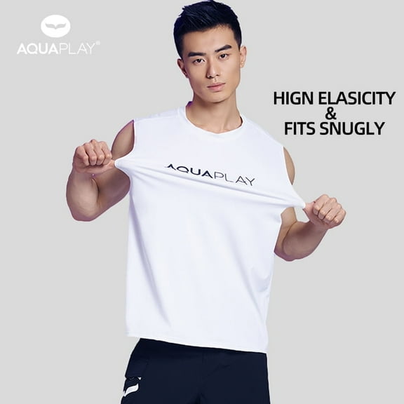 AquaPlay Men Rash Guard Quick-Drying Surfing Diving Suits Swimwear Suit Swimming Surf Clothing Beach Outdoor Sport（White，L）
