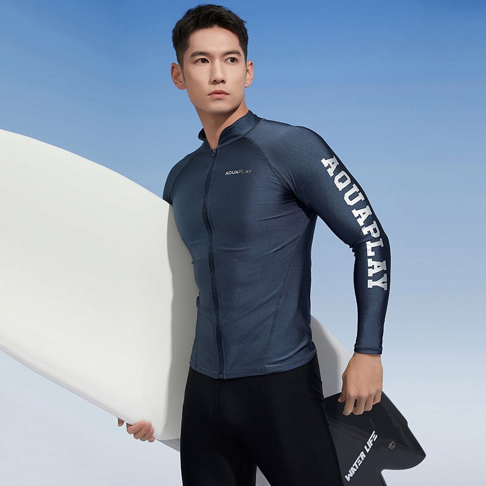 RASHwetsuitsロンスプ AquaPlay Men's Rash Guard Quick-Drying Full Zipper Surfing