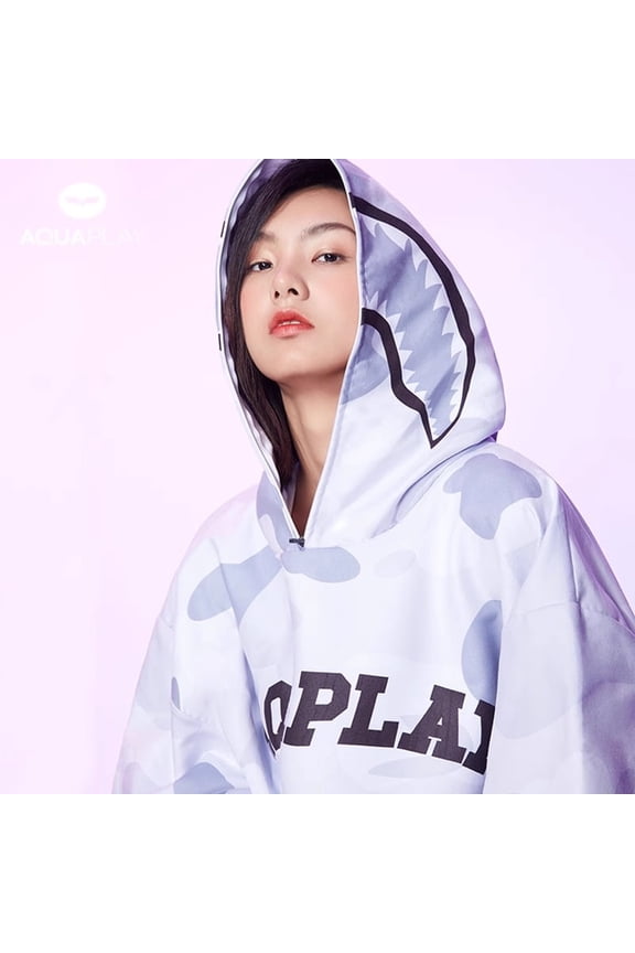 Surf Poncho Beach Blanket Swim Towel Hoodie Wetsuit Beach Poncho Quick Drying White Shark Poncho Cloak Swimming Surfing